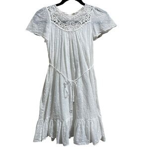 Zimmerman Girls Roza Belted Swiss Dot Gauzy Cotton Embroidered Trim Dress Size 8
